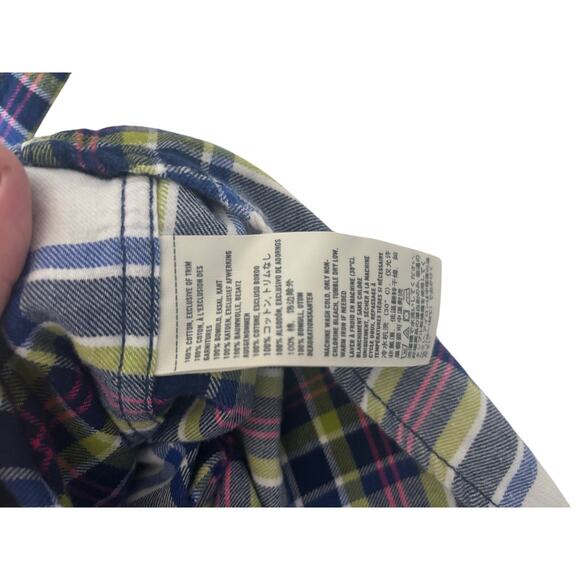 Abercrombie & Fitch Plaid Flannel Shirt Green Navy Pink Youth Large / Adult Sm - Picture 6 of 7